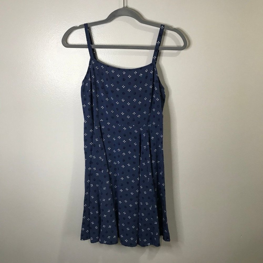 Gap Blue Floral Sundress Size Small S Pleated Spaghetti Straps Smocked Square